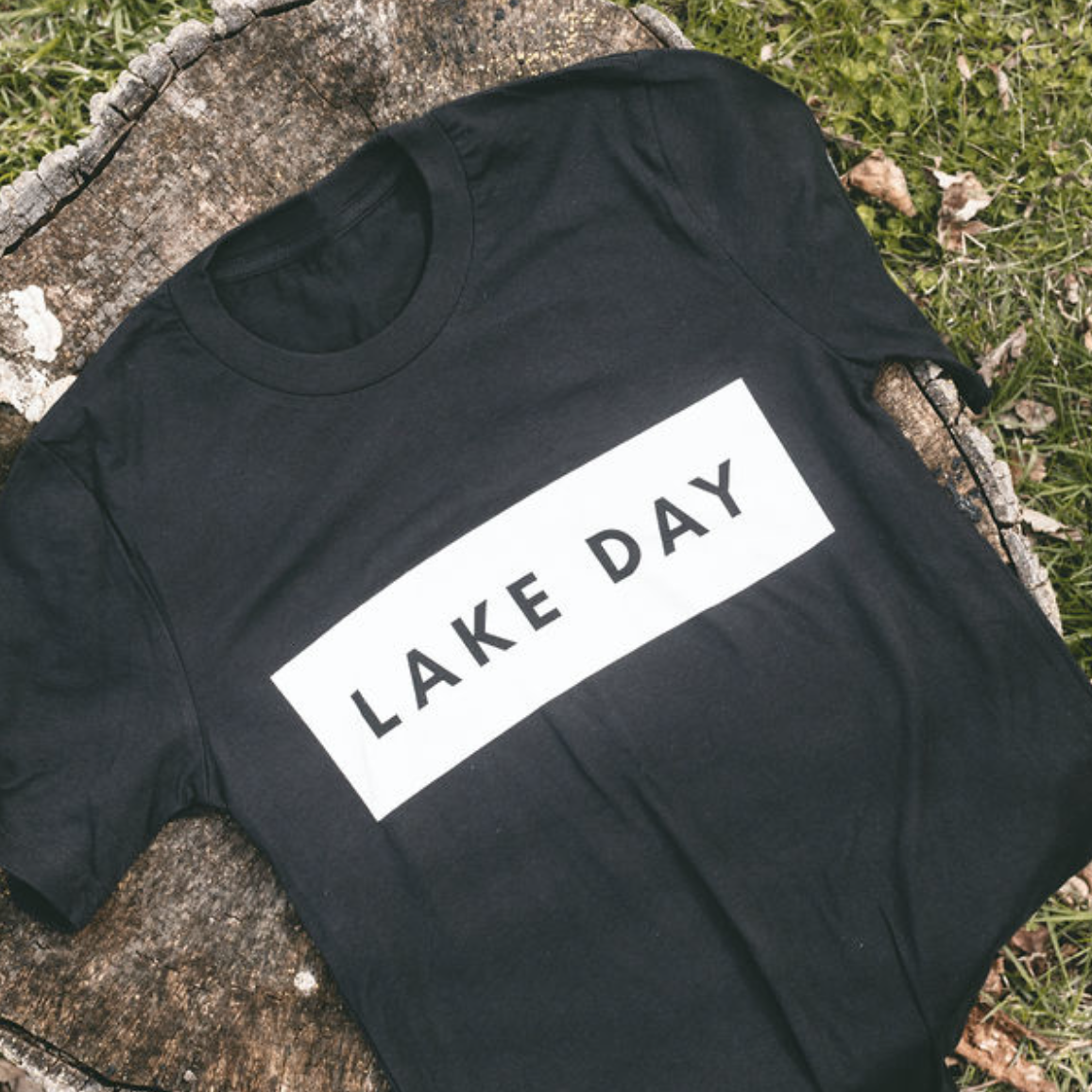 LAKE DAY Black Tee Shirt