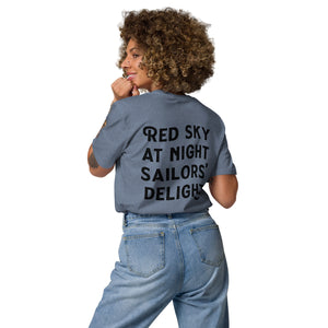 Red Sky at Night Unisex Organic Cotton Shirt, Black Print