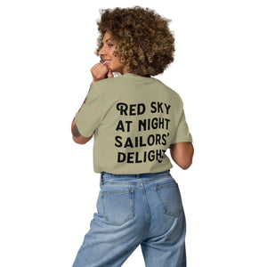 Red Sky at Night Unisex Organic Cotton Shirt, Black Print